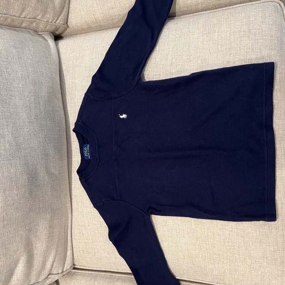 Boys Navy Waffle Long Sleeve Shirt Size 6 - Picture 4 of 4